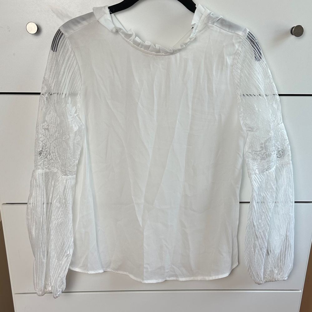 SHEIN White Lace Sleeve Blouse
